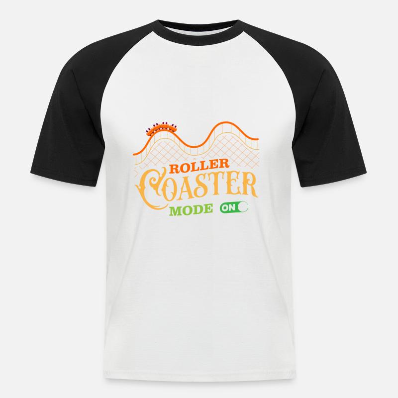 Achterbahn, Achterbahn roller coaster, Looping - Männer Baseball-T-Shirt - Weiß/Schwarz
