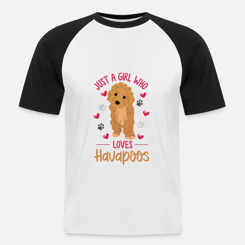 havapoo, havapoo havapoo mutter, Havaneser, - T-shirt baseball manches courtes Homme - blanc/noir
