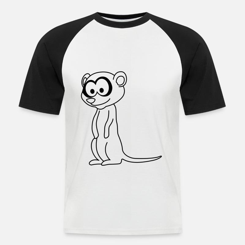 Erdmännchen Comic Tier - Männer Baseball-T-Shirt - Weiß/Schwarz