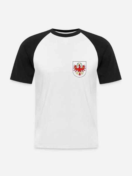 Wappen mit Tiroler Adler - Männer Baseball-T-Shirt - Weiß/Schwarz