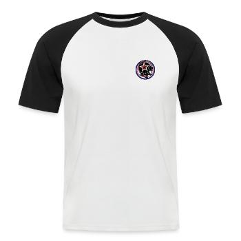 casque néo retro - T-shirt baseball manches courtes Homme - blanc/noir - Devant - Nik (191cm)