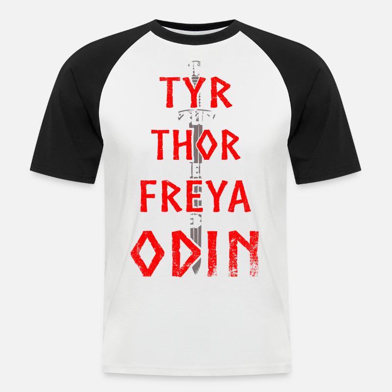 Wikinger - Odin - Männer Baseball-T-Shirt - Weiß/Schwarz