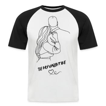 Sois mon Valentin - T-shirt baseball manches courtes Homme - blanc/noir - Devant - Nik (191cm)