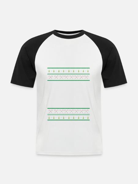Weihnachtsarmee-Behälter-hässlicher Strickjacke-gestrickter Entwurf - Männer Baseball-T-Shirt - Weiß/Schwarz