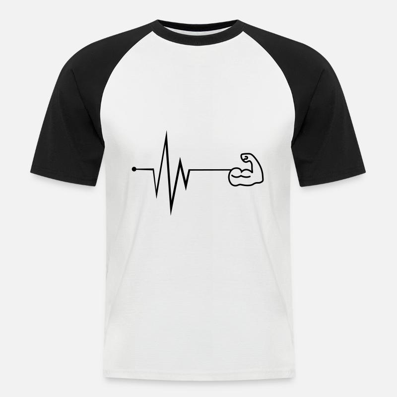 Muscles dumbbell pulse - Men's Baseball T-Shirt - white/black