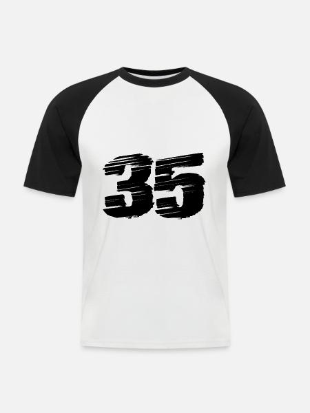 Maillot 35 Numéro - T-shirt baseball manches courtes Homme - blanc/noir