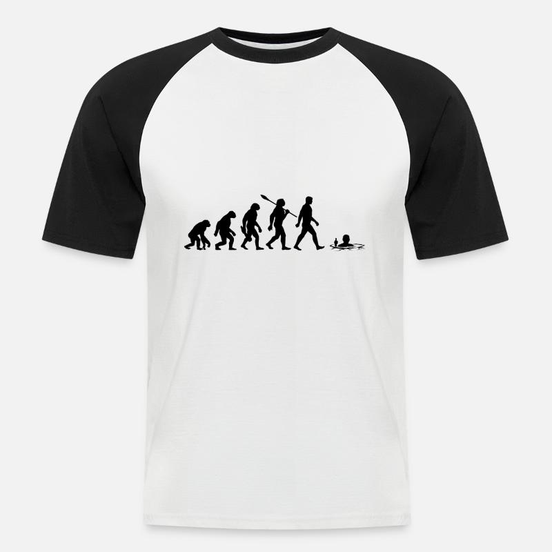 Evolution - Eisbader - Winterbaden - Eisbaden - Männer Baseball-T-Shirt - Weiß/Schwarz