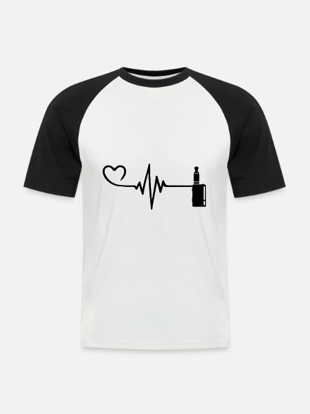 E-Zigarette Puls Herz Liebe - Männer Baseball-T-Shirt - Weiß/Schwarz
