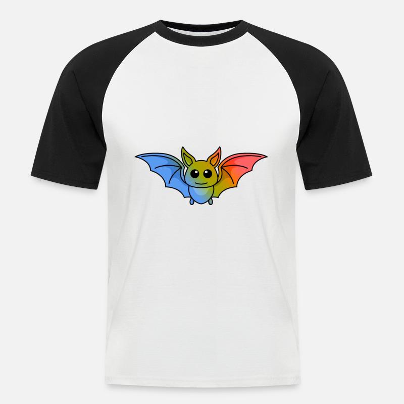 Fledermaus Comic Tier - Männer Baseball-T-Shirt - Weiß/Schwarz