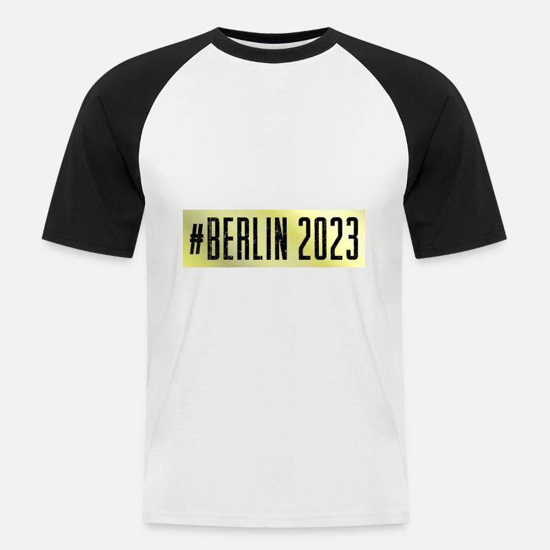 Berlin 2023 - Männer Baseball-T-Shirt - Weiß/Schwarz
