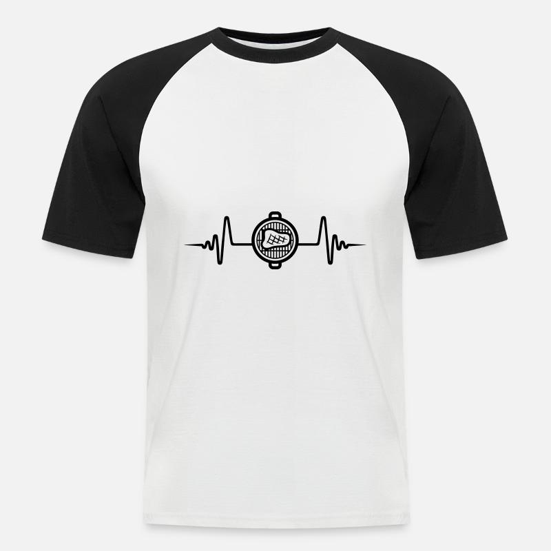 Steak Puls Fleisch - Männer Baseball-T-Shirt - Weiß/Schwarz