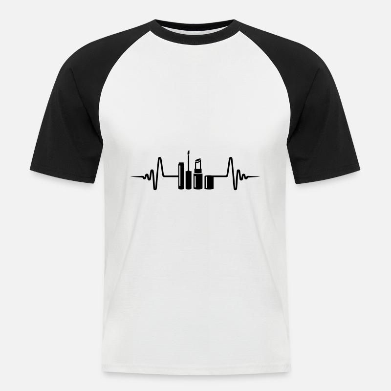 Make Up Kosmetik Puls - Männer Baseball-T-Shirt - Weiß/Schwarz
