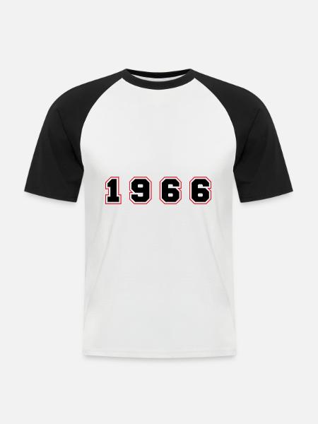 Numéro de l’année 1966 - T-shirt baseball manches courtes Homme - blanc/noir