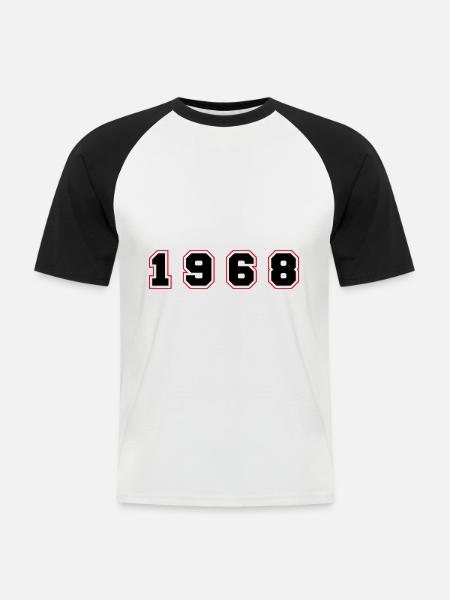 1968 Year Number - Men's Baseball T-Shirt - white/black