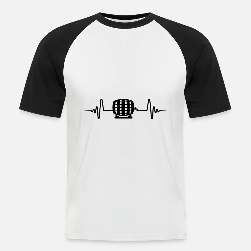 Bierfass puls - Männer Baseball-T-Shirt - Weiß/Schwarz