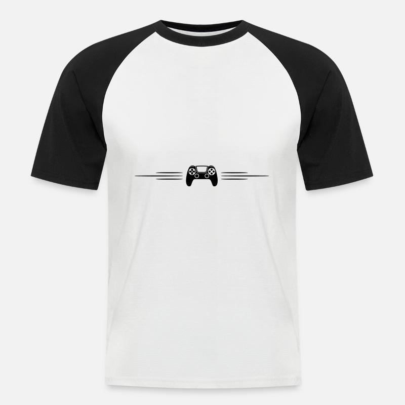 Symbol Controller Linie - Männer Baseball-T-Shirt - Weiß/Schwarz