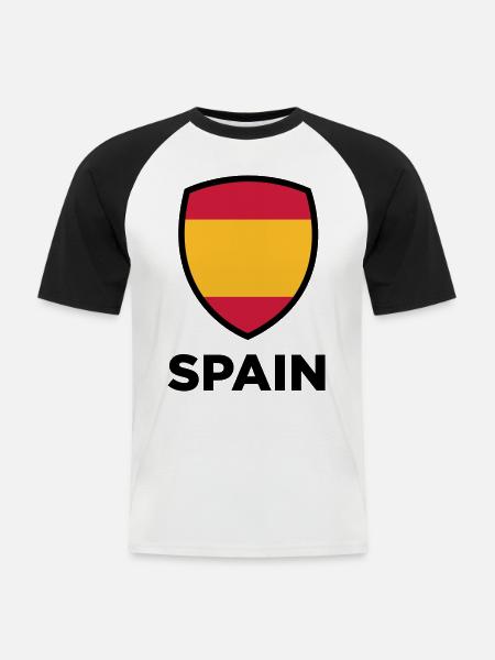 National Flag of Spain - Men's Baseball T-Shirt - white/black