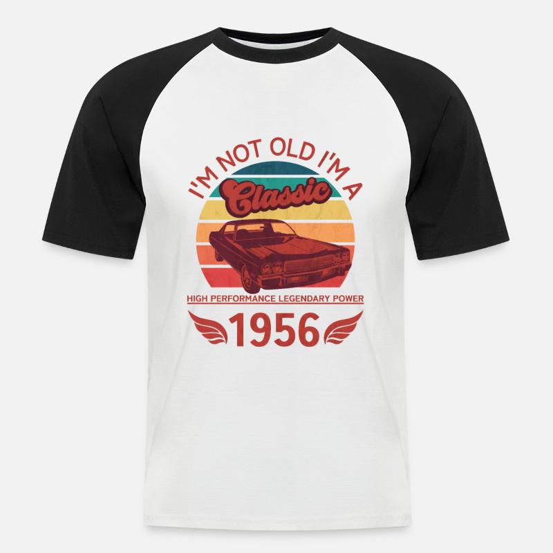 Non sono vecchio sono un classico - Maglia da baseball a manica corta da uomo - bianco/nero