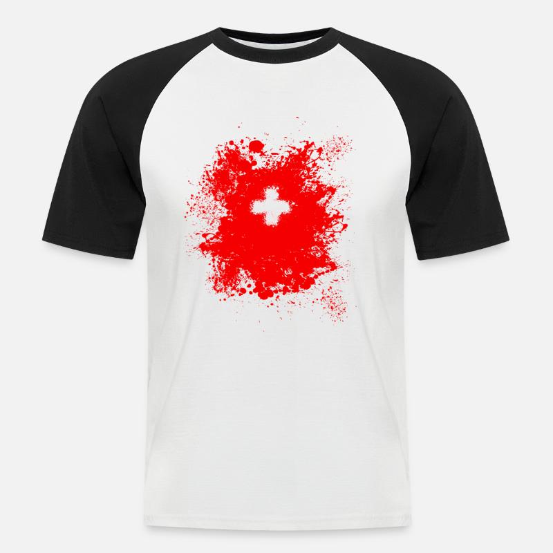 Schweiz Schweizer 1.August Stolz Geschenk - Männer Baseball-T-Shirt - Weiß/Schwarz