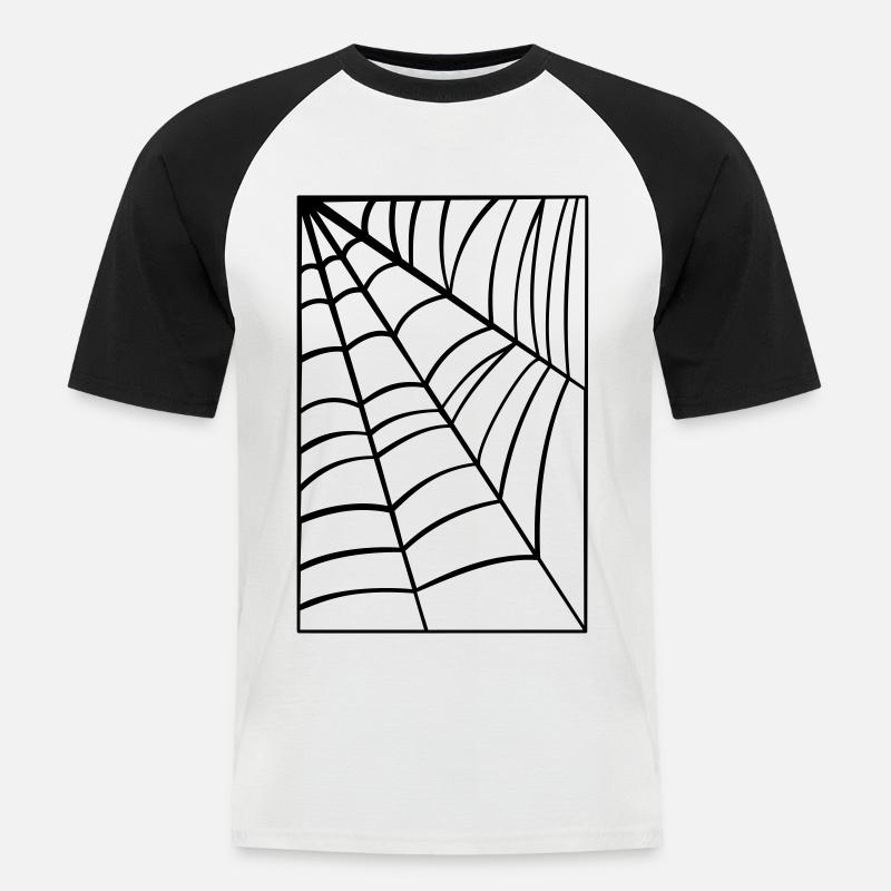 Spiderweb - Männer Baseball-T-Shirt - Weiß/Schwarz