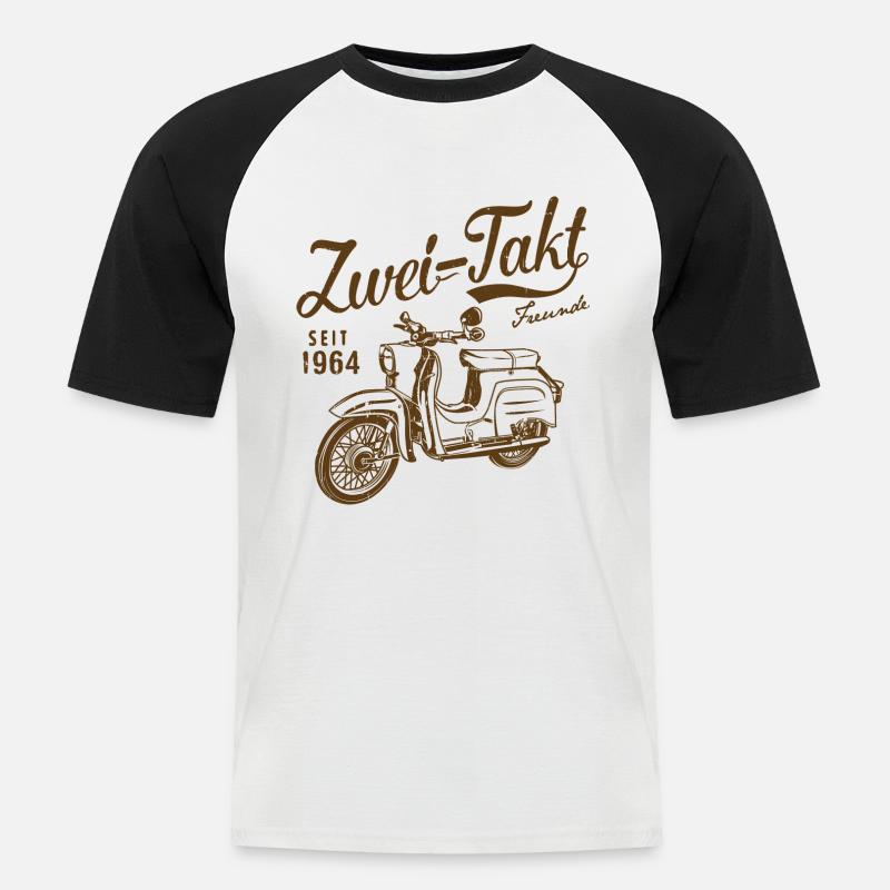 Simson Schwalbe Zweitakt Freunde - Männer Baseball-T-Shirt - Weiß/Schwarz