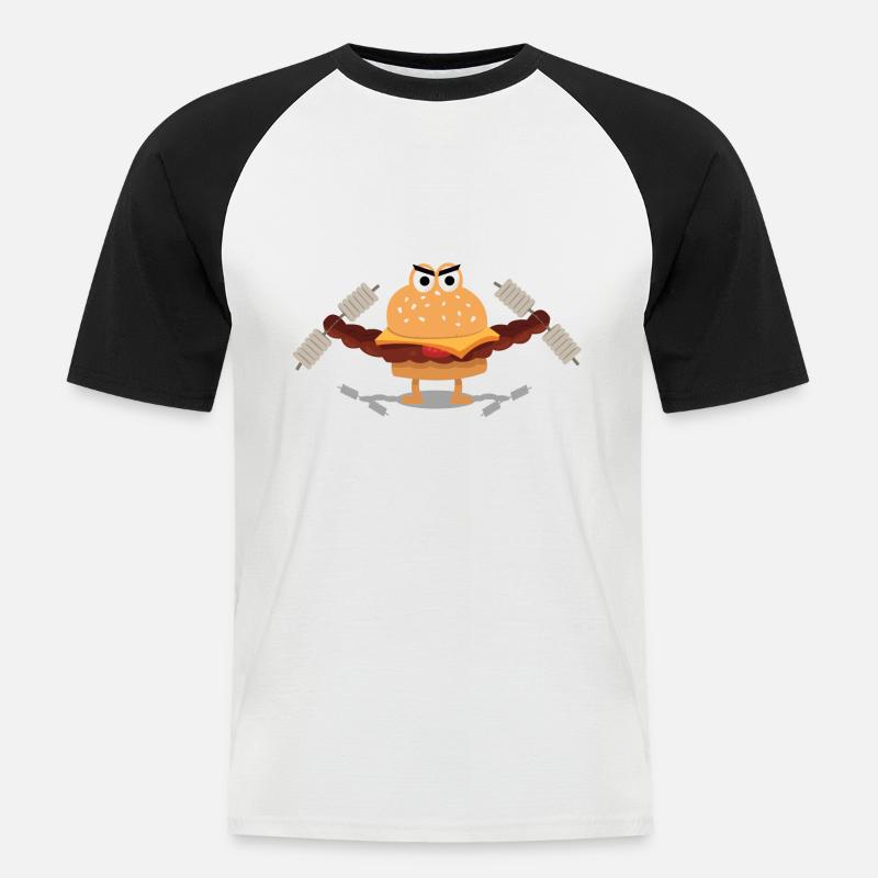 Burger Builder - Männer Baseball-T-Shirt - Weiß/Schwarz