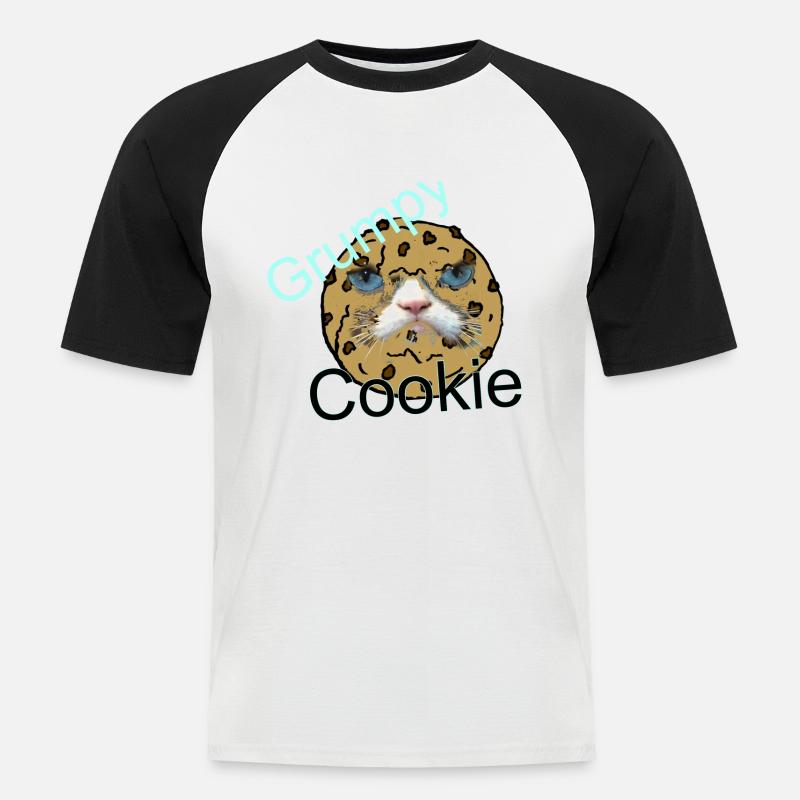 Grumpy Cookie - Men's Baseball T-Shirt - white/black