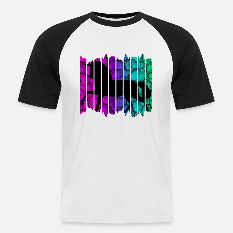 Pferd - Männer Baseball-T-Shirt - Weiß/Schwarz