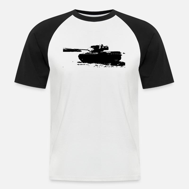 Panzer - Männer Baseball-T-Shirt - Weiß/Schwarz