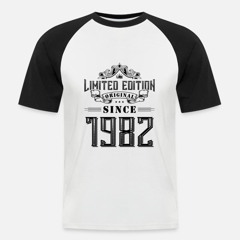 1982 limited edition - Männer Baseball-T-Shirt - Weiß/Schwarz