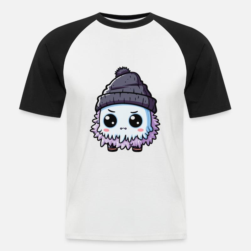 Winter Eskimo Comic Winterlich - Männer Baseball-T-Shirt - Weiß/Schwarz