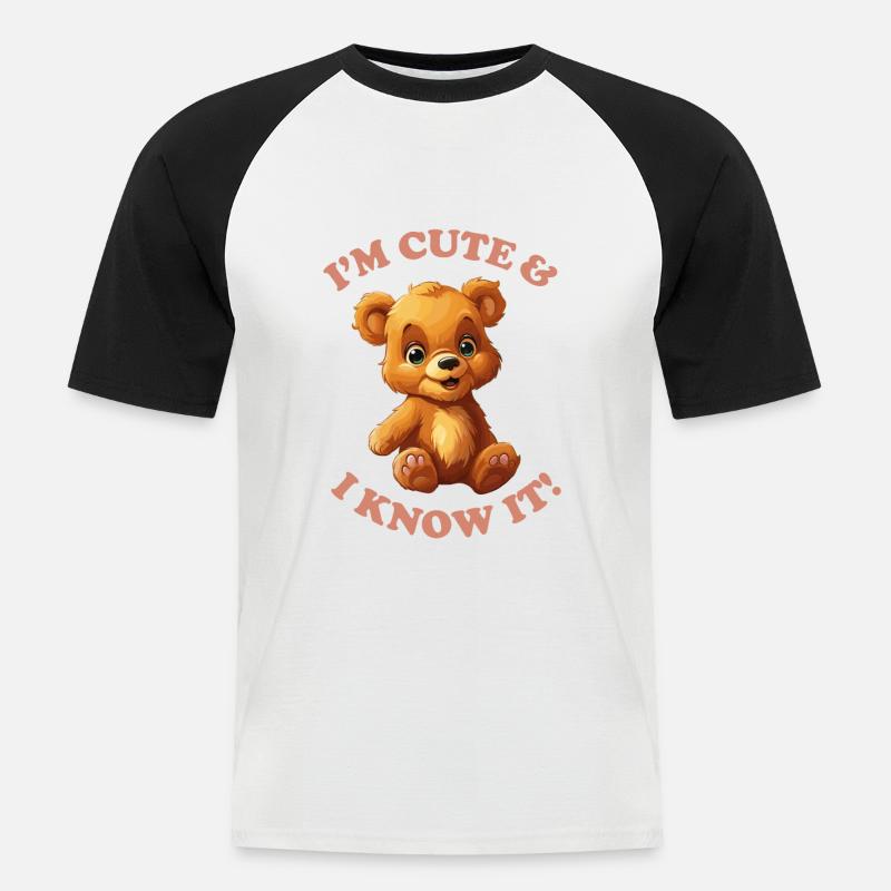I'M CUTE & I KNOW IT! - Männer Baseball-T-Shirt - Weiß/Schwarz