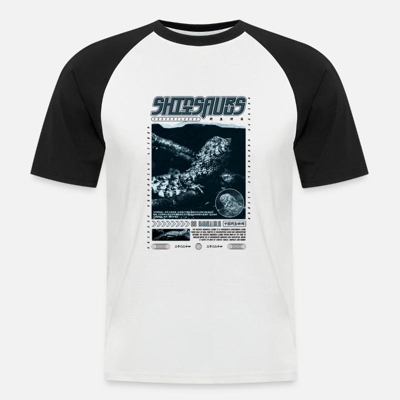 Chinesisches Krokodil Eidechse Shinisaurus Crocodilurus - Männer Baseball-T-Shirt - Weiß/Schwarz