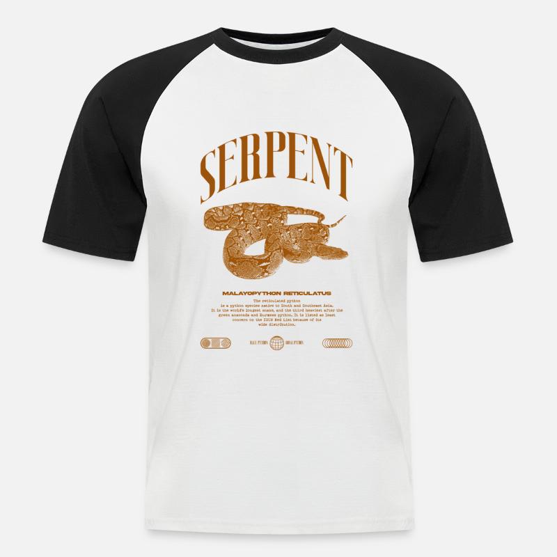 Retikulierte Python Reptile Keeper Streetwear - Männer Baseball-T-Shirt - Weiß/Schwarz