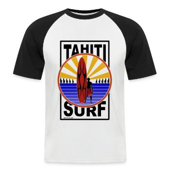 Tahiti Surf - T-shirt baseball manches courtes Homme - blanc/noir - Devant - Nik (191cm)