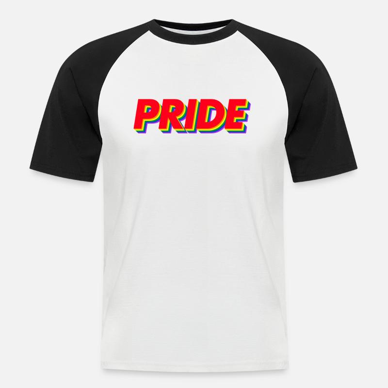 Pride 3D Regenbogenfarben - Männer Baseball-T-Shirt - Weiß/Schwarz
