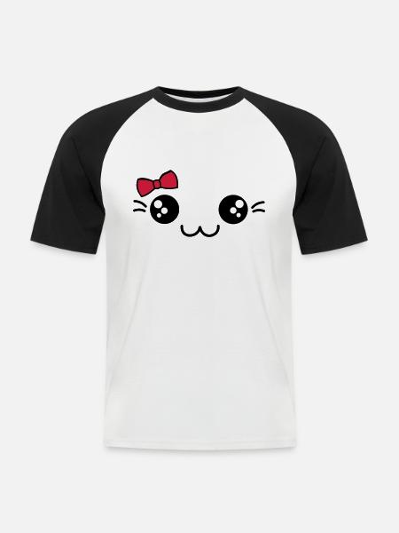 sweet face with loop - Men's Baseball T-Shirt - white/black