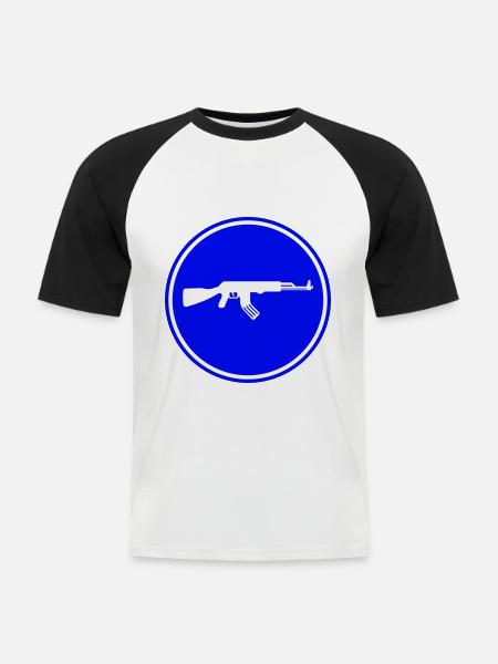 Gewehr icon symbol - Männer Baseball-T-Shirt - Weiß/Schwarz
