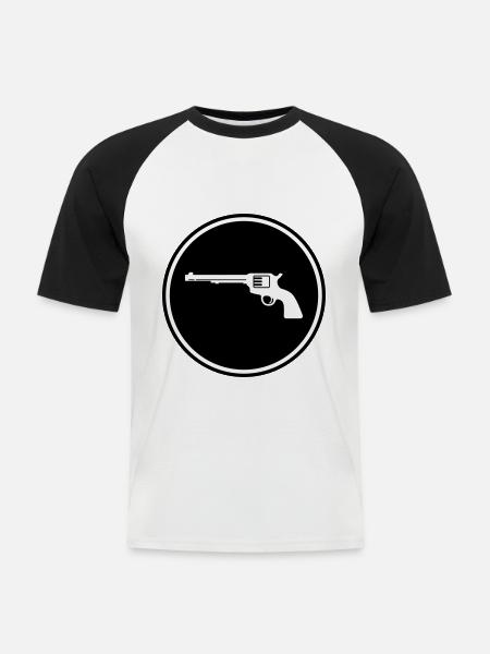 waffe pistole - Männer Baseball-T-Shirt - Weiß/Schwarz