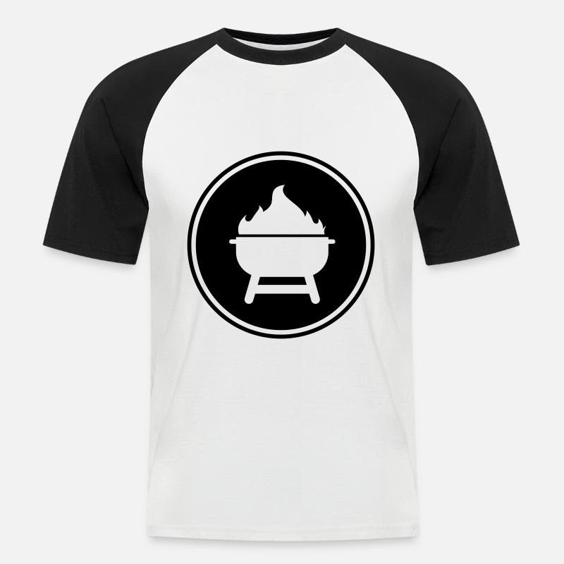 Grill Symbol - Männer Baseball-T-Shirt - Weiß/Schwarz