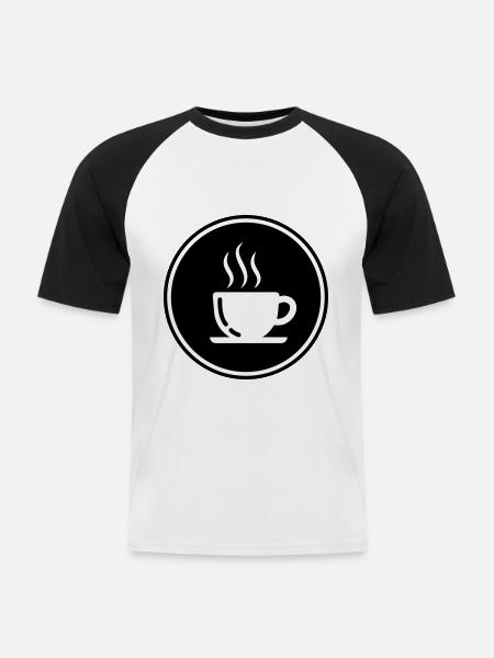 Kaffeetasse - Männer Baseball-T-Shirt - Weiß/Schwarz