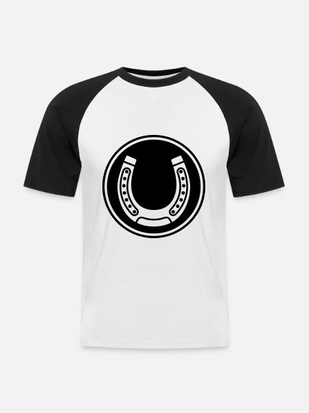 horseshoe icon - Men's Baseball T-Shirt - white/black