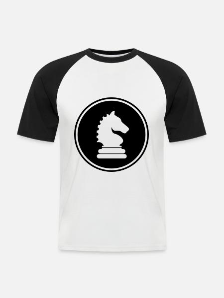 pièce d'échecs cheval - T-shirt baseball manches courtes Homme - blanc/noir
