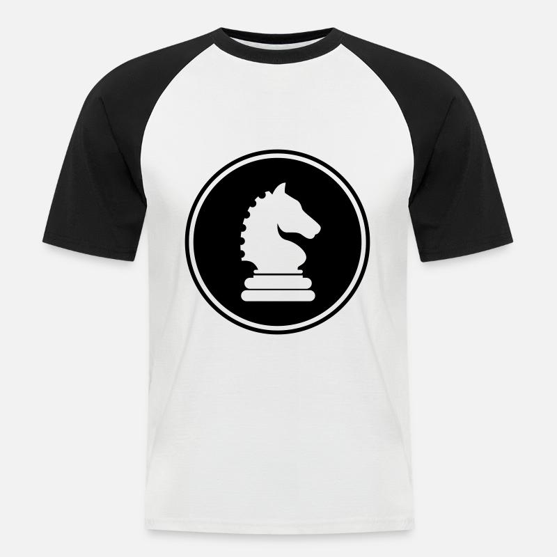 Pferd Schachfigur - Männer Baseball-T-Shirt - Weiß/Schwarz