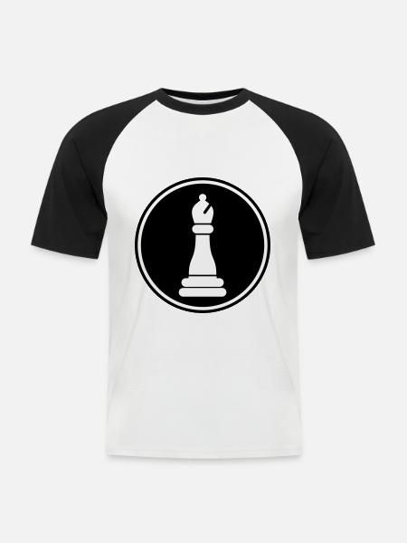 Schachfigur symbol - Männer Baseball-T-Shirt - Weiß/Schwarz