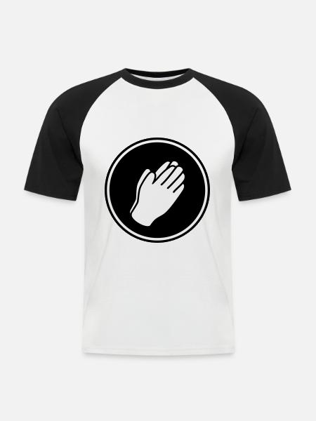 Hands icon - Men's Baseball T-Shirt - white/black