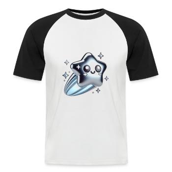 Kawaii Glossy Shooting Star - Men's Baseball T-Shirt - white/black - Front - Nik (191cm)