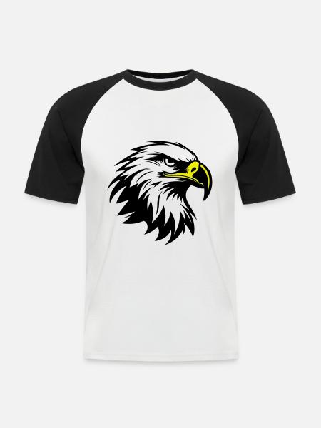 Eagle Head Silhouette - Men's Baseball T-Shirt - white/black