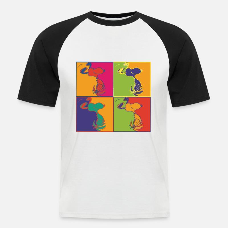 Peanuts Pop Art Design Snoopy - Maglia da baseball a manica corta da uomo - bianco/nero