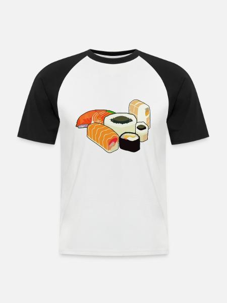 Sushi Illustration - Männer Baseball-T-Shirt - Weiß/Schwarz